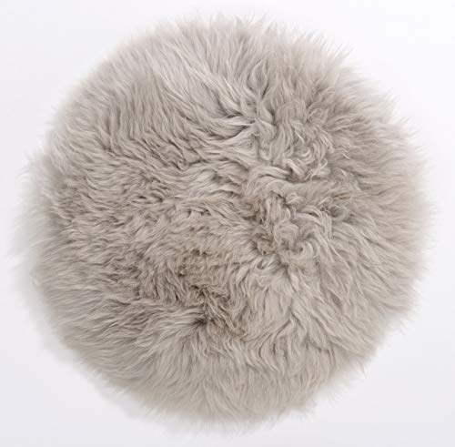 H.O.C.K. Fell-Sitzauflage Sitzkissen rund/eckig flauschig Indoor (rund Ø34cm, platingrau/beige)