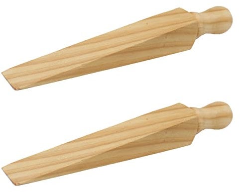 Original Victorian Pattern Traditional Wooden Door Wedge Stopper - 200mm 8 Inch - Door Wedge Stopper Blocker Hold Open Hold Shut Extra Security Natural Pack of 2