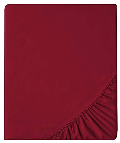 aqua-textil Luxury Bettwäsche zum Kombinieren 90 x 200 cm Spannbettlaken Bordeaux rot Baumwolle Mako Satin Bettlaken