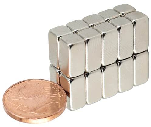 Neodym Magnete Extra Stark Quader 10x5x5mm - 2,21 Kg Powermagnet - Neodym Magnet 10mm Stabmagnet Stab - Quadermagnet 10 x 5 x 5 mm - N52 Stark Neodym-Magnete [20 Stück]