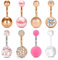 Rajnard 14G 1.6mm Piercing Ombelico 12mm Acciaio chirurgico Perla Sfera di cristallo 8 Pezzi Oro rosa