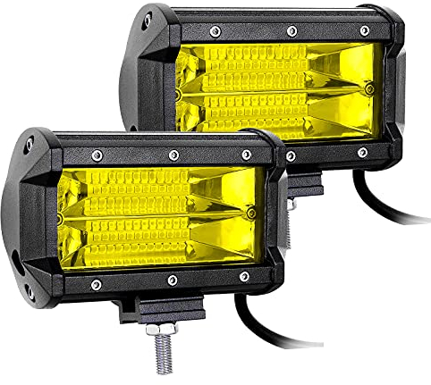 Willpower 13cm 72W LED Arbeitsscheinwerfer Bar Gelb Bernstein LED Scheinwerfer 12V 24V Wasserdicht Flutlicht Arbeitslicht Zusatzscheinwerfer für Auto Offroad Traktor SUV UTV ATV