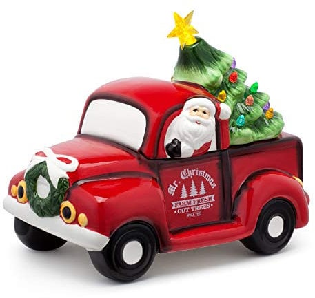 Mr. Christmas 85256 Nostalgic Truck Cookie Jar, Ceramic, Red