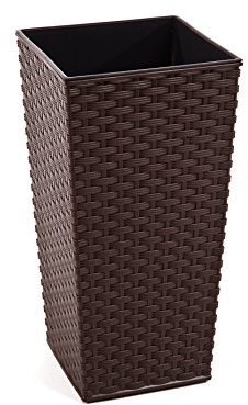 Gordanluk Tall planter rattan plant pot Designed Flowerpot with plant riser extra large plant pots indoor plant pots outdoor flower pot (Brown, 30 x 57 cm)