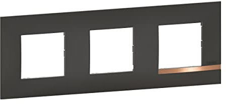 BTicino - Plaque Altège Collection Mezzo 3 postes finition Note cuivrée - noir satiné avec liseré effet cuivre