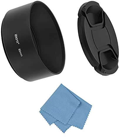 SIOTI 82mm Lens Hood, Alumina Material, with Cleaning Cloth and Lens Cap Compatible with Genernal Lens with Thread (82mm)