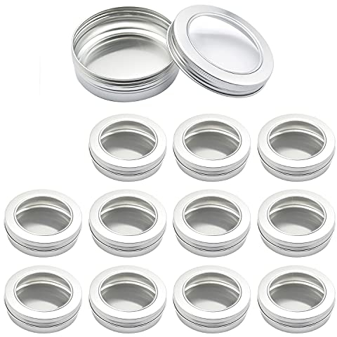 ZEOABSY 10 Pièces, Vide Argent Rond Pots en Aluminium 100ml avec Fenêtre Couvercle de-vis Cosmétiques Maison Pot en Aluminium pour Bougie Crème Voyage