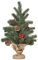 HOMCOM Weihnachtsbaum 50 cm Mini-Christbaum mit 4 roten Beeren und 4 Tannenzapfen kleine Kunsttanne 55 Zweige Sockel für Tisch und Schreibtisch PE Zement Sackleinen Grün Ø28 x 50 cm