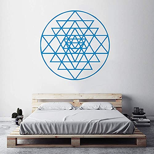 Wohnzimmer-Sprichwort-Wandaufkleber, Wandtattoo-Kunst, Geometrische Sri Yantra-Meditation Mysteriöses Spirituelles Muster Wall57X57Cm