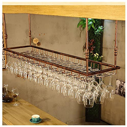 Estante para copas de vino debajo del gabinete, estante para copas, soporte para copas de vino para colgar en metal negro, organizador de colgador para almacenamiento de vasos para gabinete,Gold-90cm