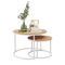 HOJINLINERO Round Nesting Coffee Table Set of 2 End Table for Living Room,69.5x49cm Industrial Stacking Side Table for Living Room/Bedroom/Small Space,White + OAKDK