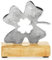 com-four® Kleeblatt - Glücksklee Aufsteller - Metall-Dekoration - Deko-Kleeblatt aus Metall und Standfuß aus Mangoholz - Glücksbringer (1 Stück - Kleeblatt)