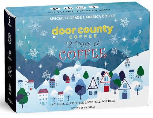 12 Days of Coffee - 2022 Weihnachten Kaffee Adventskalender - 12 Volltopf Beutel mit aromatisiertem gemahlenem Kaffee