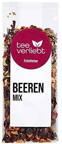 teeverliebt Beeren-Mix Früchtetee, loser Früchtetee mit Brombeere, Himbeere und Erdbeere, Beeren-Tee-Mischung, 100 g