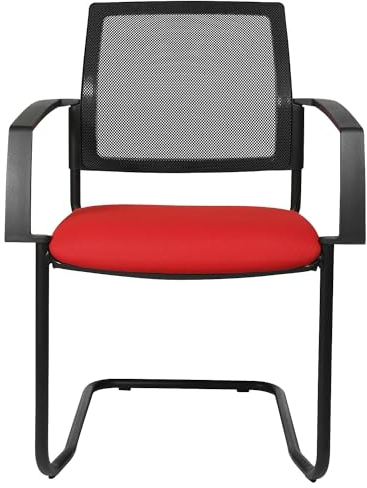 TOPSTAR | Netz-Stapelstuhl | Freischwinger | VE 2 STK | Sitz rot | Gestell schwarz