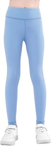 Leggings de Sport Fille 5-14 Ans Couleur Unie Pantalons de Danse Yoga Ballet Collants Leggings Gymnastique Sport Fitness Jogging Slim Fit