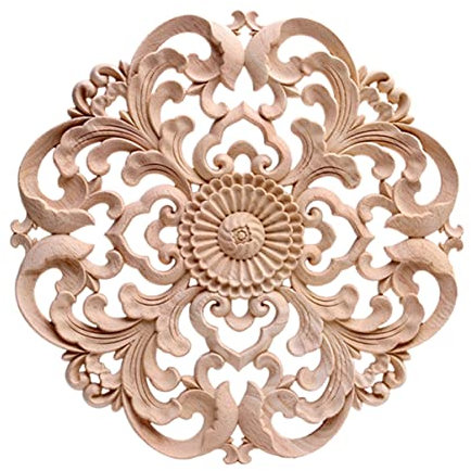 ORFOFE 1 Pc Décor D'incrustation d'angle Sculpté Art Mural en Bois Sculpté Appliques Décoratives en Bois Decoration Murale Bois Sculpté Stickers Muraux Floraux Fleur Bambou Armoire Plaque