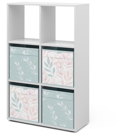 Vicco Raumteiler, Weiß, 72 x 108 cm mit 4 Faltboxen Opt.2