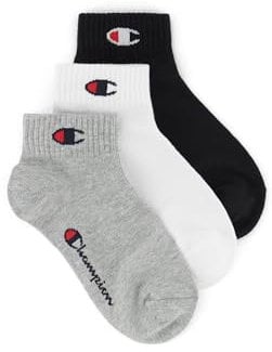 Champion Core Socks Junior 3PP Quarter Chaussettes de Doublure, Gris Clair, EU 27-30 Unisexe-Enfants et Adolescents