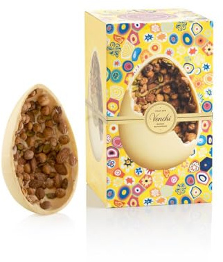 Venchi - Huevo Gran Gourmet Chocolate Blanco Salado - Con Pistachos, Almendras y Avellanas del Piamonte IGP, 500 g - Con Sorpresa - Idea de Regalo - Sin Gluten
