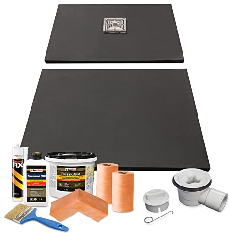 Thermopanel 1200 x 900 x 30mm Rectangular Tile On Shower Tray Split with Offset Drain and Tanking Kit