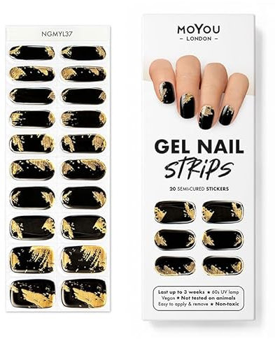 MOYOU LONDON Semi Cured Gel Nail Strips - 20 Pcs. Nail Wraps for Salon-Quality Manicure - Works with Any UV Lamp - Easy to Apply, Trim, & Remove Gel Stickers