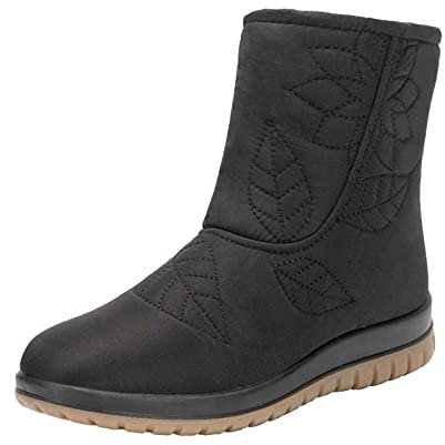 BILIKEYU Schneestiefel Damen Winter warm rutschfest verdickte Baumwollstiefel Baumwollschuhe fett gemästet modische Baumwollstiefel Orthopädische Schuhe Damen (Black, 39)