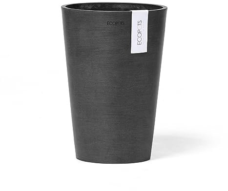 Ecopots Pot de fleurs Pisa gris foncé - Diamètre : 17 cm - Rond - Pour fleurs coupées, arrangements floraux - En plastique recyclé - Cache-pot moderne pour l'intérieur et l'extérieur