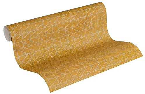 A.S. Création 371743 37174-3 Ethnic Origin Papier peint intissé Style vintage géométrique Jaune métallisé 10,05 x 0,53 m