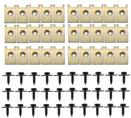 JNNJ Karosserie Blechmuttern Schrauben Sortiment, Kotflügel Schraube Mit Kotflügel Mutter, Karosserie Kotflügelclip Sechskantschrauben, Gewinde Clip Mutter Set(60Pcs)