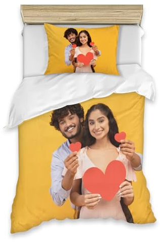 HAOANGZHE Personalisierte Foto Angepasste, Personalisierte Bettwäsche Set, Foto Bettwäsche mit Eigenem Foto, Personalisierte Geschenk-Idee Bettbezug mit eigenem Foto, für Vier Jahreszeiten