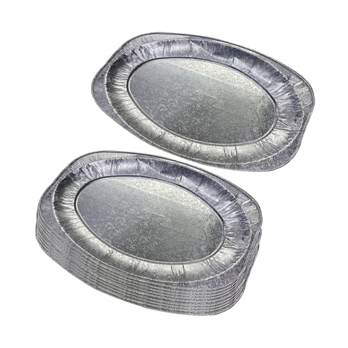 JMS we create smile Pack of 10 - Aluminum Foil Pans, Foil Food Containers, Embossed Roasting Trays for Baking Cooking, Storage of Food, Large Foil Trays for BBQ's Buffets and Parties (17 Platter)