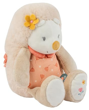 Nattou Kuscheltier aus Baumwolle und Velours, Kuscheltier-Igel Zoë als Wegbegleiter ab der Geburt, Ca. 32 cm, Mila, Zoë und Lana, Beige