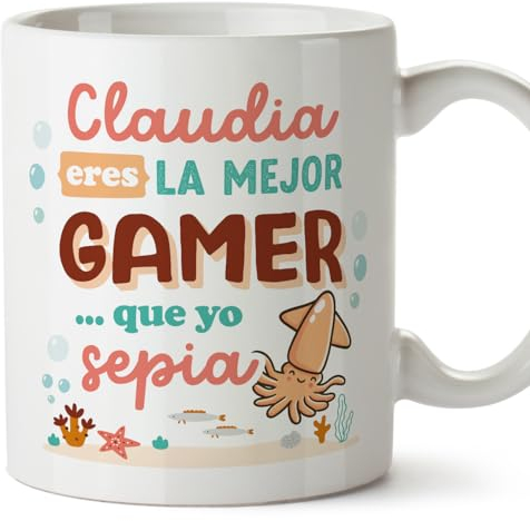 MUGFFINS Tazas Personalizadas para GAMER mujer - En Español - Mejor que yo Sepia - 11 oz / 330 ml - Regalo Personalizable original y divertido