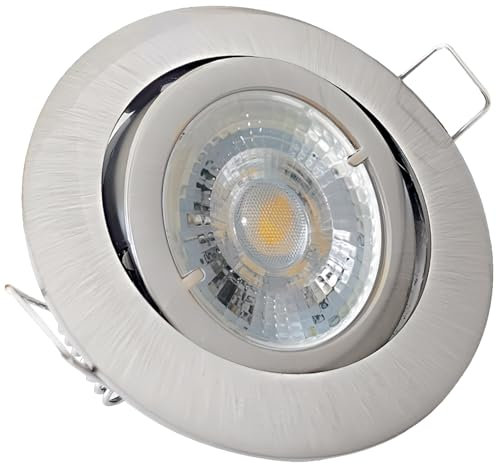 Rolux Flacher LED Einbaustrahler IP20 Lana 230V COB 5W Edelstahl geb. 10 Stück Einbauleuchte 3000K Warmweiß Deckenspot