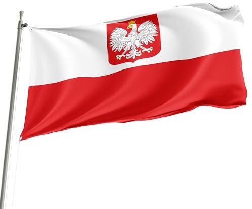 Bandiera polacca della Polonia – 150 cm x 90 cm (stemma navale polacco)