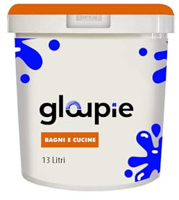 GLOUPIE BAGNI E CUCINE Pittura All'Acqua Traspirante Per Pareti Di Bagno E Cucina, 13 Litri, Bianco, Made In Italy