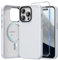 SURPHY Faux Leather Case Compatible with iPhone 14 Pro Case 6.1 inch, Premium PU Leather Case Cover (with Metallic Buttons & Microfiber Lining) for iPhone 14 Pro, Cool White