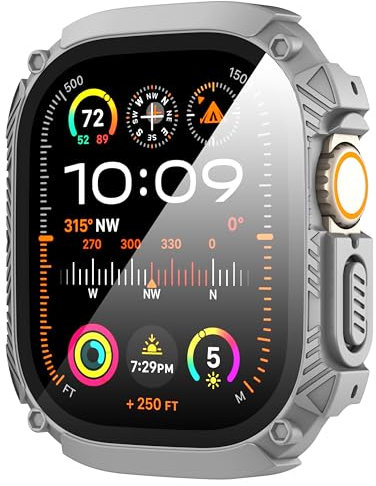 Diruite 1-Pack Funda para Apple Watch Ultra 2/Ultra 49mm Protector Pantalla Cristal Templado, Armadura Ultrafina Policarbonato HD Vidrio Templado Case para iWatch 49mm Cover