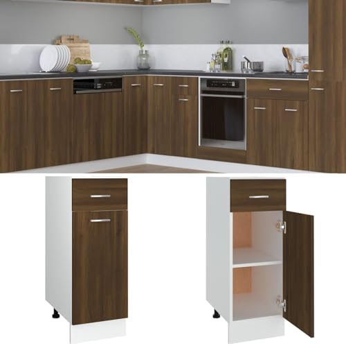 CIADAZ Unterschrank mit Schublade Braun Eichen-Optik 30x46x81,5 cm Küchenschrank, Küchenunterschrank, Unterschrank Küche, Küchenmöbel, Miniküche, Spülschrank