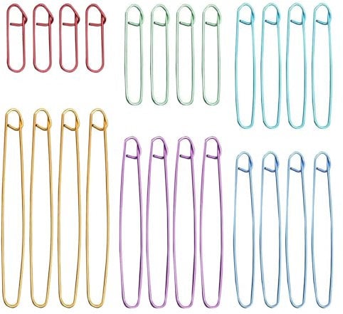 SYEYCW 24 Stück Maschenhalter Stricken, Maschenhalter zum Stricken, Häkel-Sicherheitsnadeln, Aluminium-Maschenhalter, für Decken, Schals, Steppdecken, Heimwerker, Andere Strickprojekte, 6 Größen