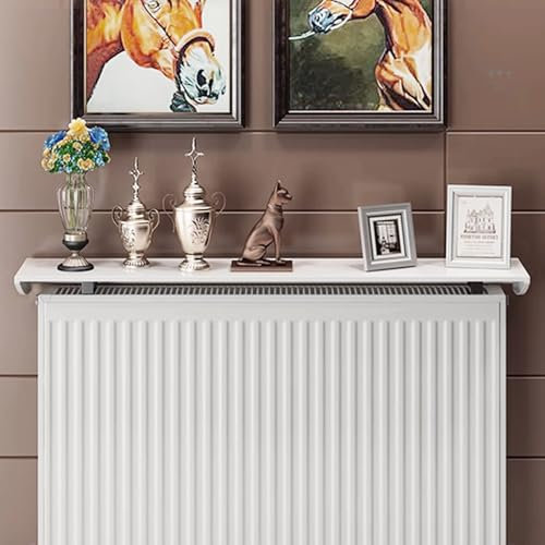 Etagere Radiateur à Poser sans Percer, Cache Radiateur en Aluminium Tablette Radiateur Flottantes Blanc pour Le Rangement et la Décoration, Charge Maximale 28kg,W 15cm/6in; L 25cm/9.7in