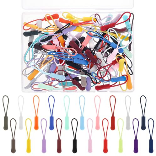 100 Stück Reißverschluss Verlängerung Zipper Pulls Nylon Ersatzzipper Reißverschluss Anhänger Anti-Rutsch Reißverschluß Verlängerung Anhänger für Rucksäcke, Jacken, Gepäck, Handtaschen