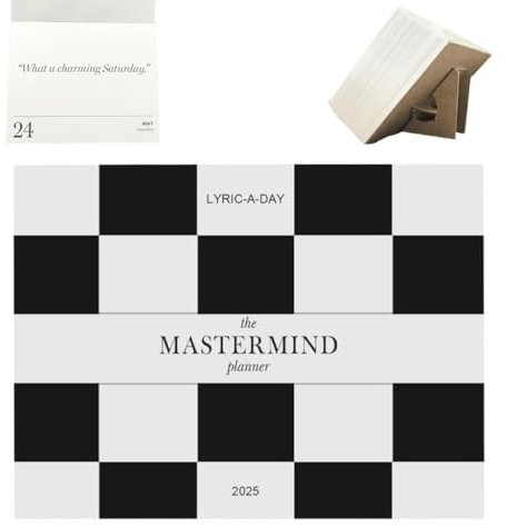 Page-A-Day Lyric Kalender 2025 12 Monatskalender Tischkalender Abreißdatum Aufzeichnungsbuch Planer für Musikliebhaber - Kalender mit Halterung auf der Rückseite