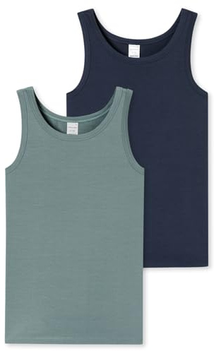 Schiesser Jungen 2 Pack Unterwäsche Unterhemd-95/5 Organic Bio Baumwolle-Größe 140 Unterhemd, Sortiert 8_181955, 176