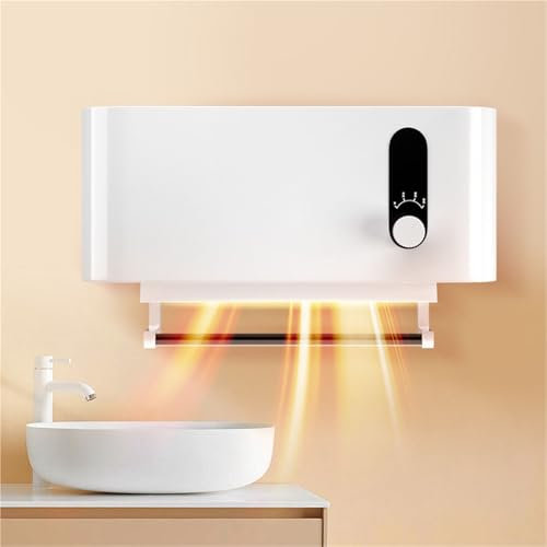 Stufa da Bagno a Parete, Termoventilatore da Bagno Scaldasalviette, Riscaldatore Elettrico in Ceramica PTC da 2000 W con Telecomando, Protezione dal Surriscaldamento, Scaldabagno Portatile con Porta