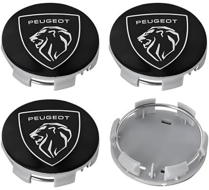 THJKCVSD 4 pièces Cache Moyeux, pour Peugeot 207 307 407 308 607 508 3008 2008 (60mm) Centre de Jante Capuchons Moyeu Roue Bouchon Enjoliveur Voiture Accessoires décoration