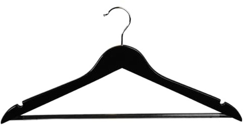 KESPER | Formkleiderbügel - 8er Pack, Material: Lotusholz mit Anti-Rutsch-Lackierung, Metall, Maße: 44,5 cm breit, Farbe: Schwarz | 67155