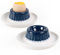 Autumnlife Eierbecher 2er-Set, Stapelbare Eierhalter mit Ablage, Porzellan Eierständer mit Teller Runde Eierbecher für Frühstückstisc, ideal für weich- & hartgekochte Eier, Blau
