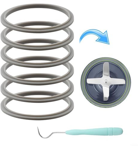 Gdfnmogo 6 Pieces Replacement Gaskets with Lip for 600W 900W Extractor Blender Juicer, Grade Silicone Rubber Sealing Rings, 3.8 Inch Deep Grey